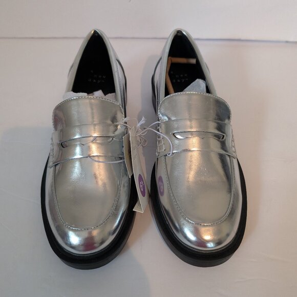 a new day Shoes - A New Day Women's Silver Slip on Memory Foam Loafers Flats Size 6.5 & 8